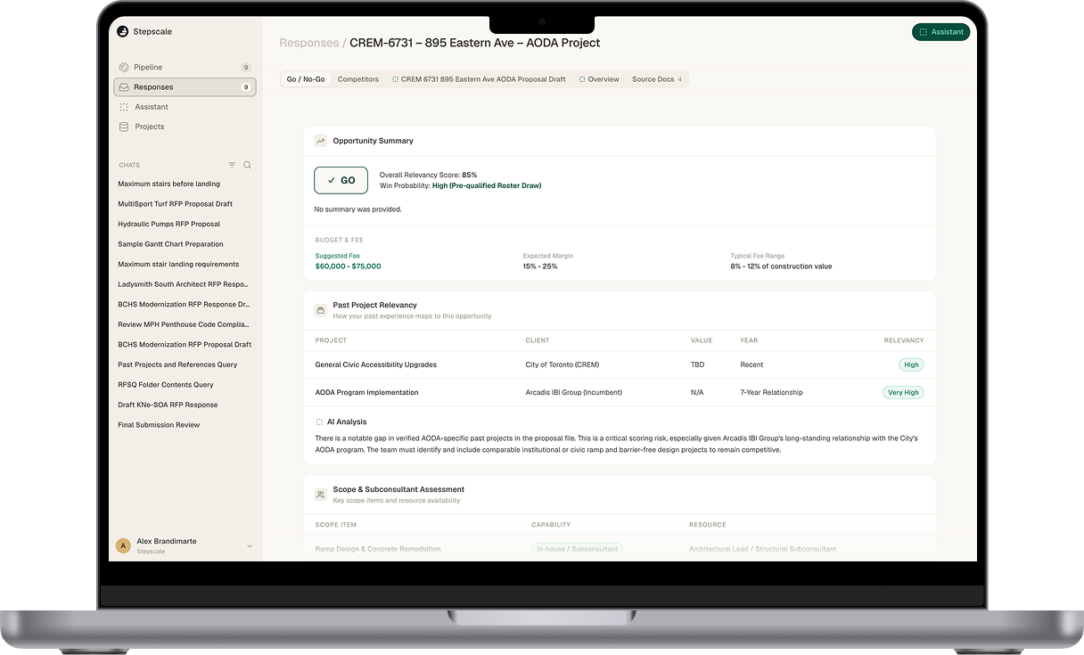 Stepscale Pipeline — discover and evaluate RFPs across procurement platforms